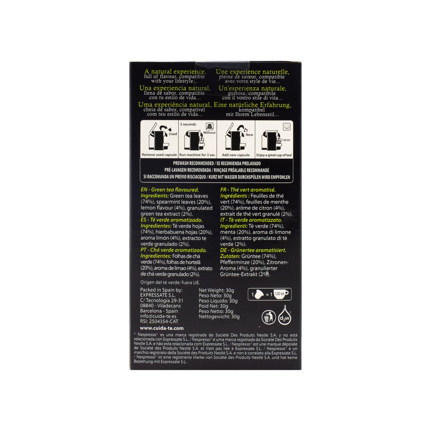 Cápsulas compatibles Nespresso® · Té Verde Marrakech